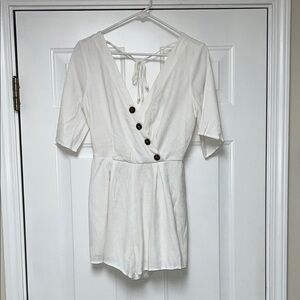 Trixxi White Button-Front Romper